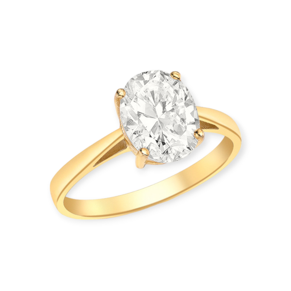 9ct Gold Oval Solitaire CZ Promise Ring