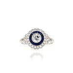 18ct White Gold Sapphire & Diamond Target Cluster Ring