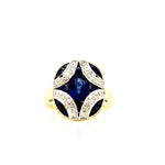 9ct Gold Sapphire & Diamond Art Deco Style Cluster Ring