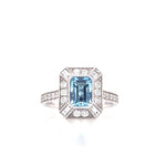 18ct White Gold Aquamarine & Diamond Art Deco Style Cluster Ring