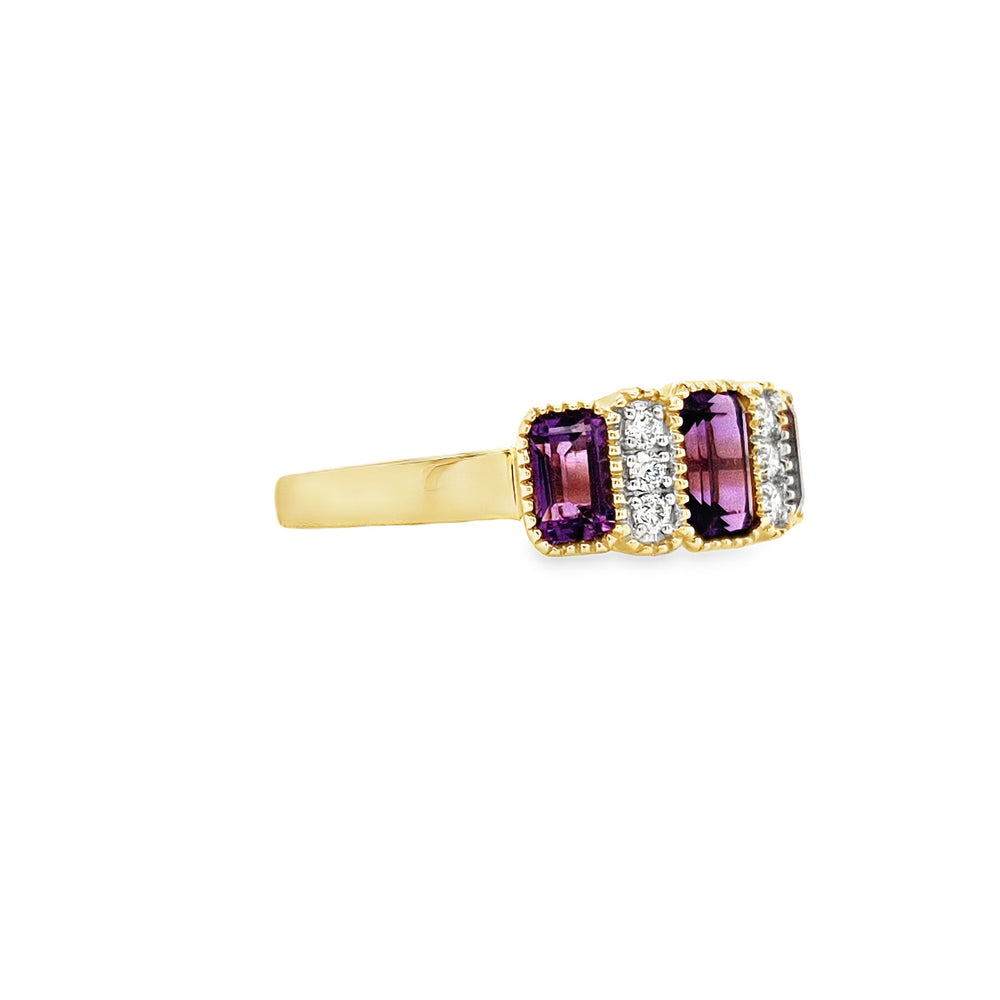 Art Deco Style 9ct Gold Amethyst & Diamond Ring