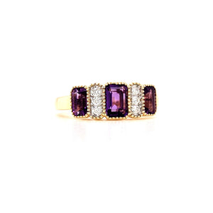 Art Deco Style 9ct Gold Amethyst & Diamond Ring