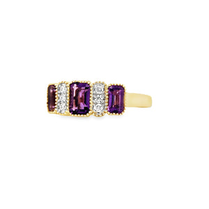 Art Deco Style 9ct Gold Amethyst & Diamond Ring