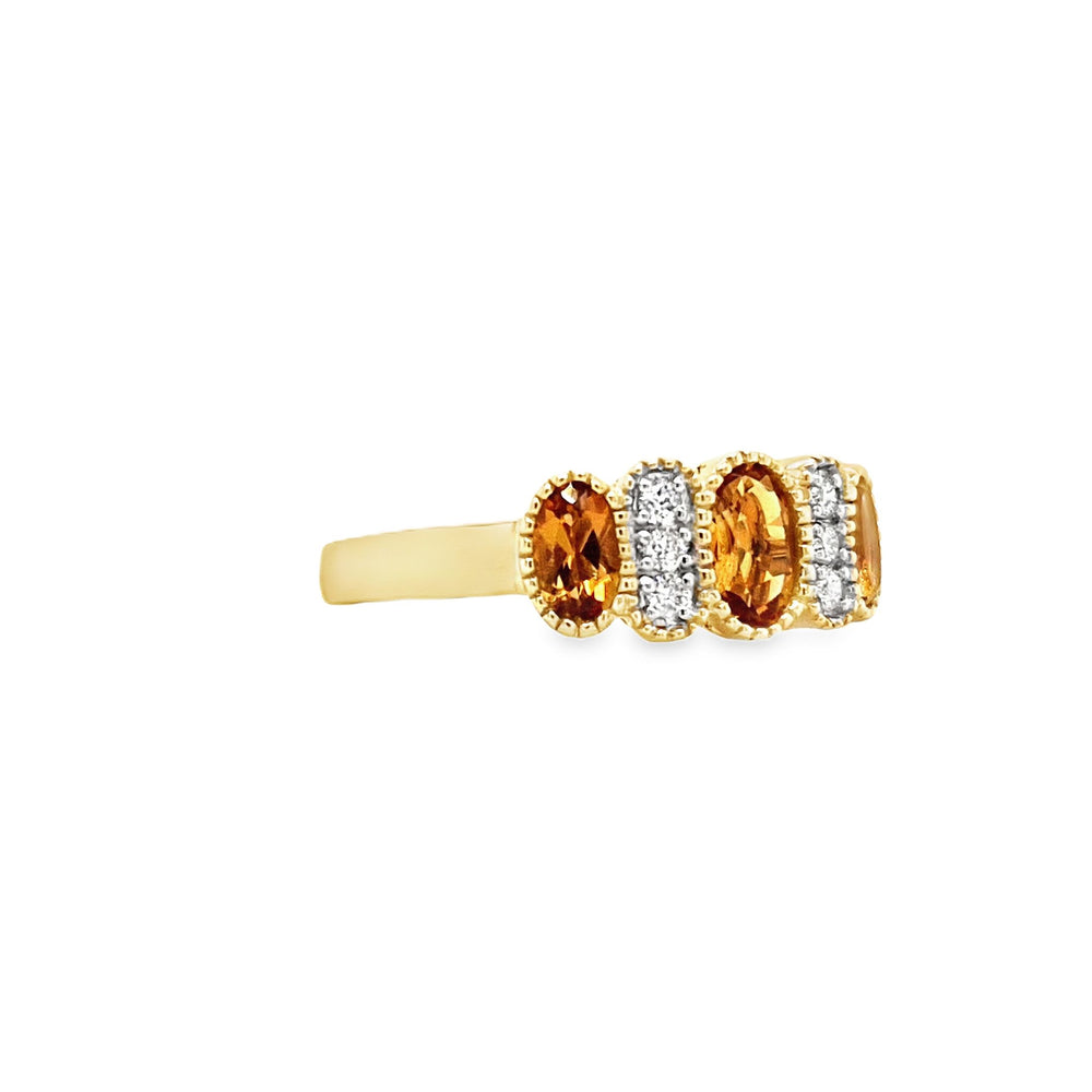 Art Deco Style 9ct Gold Citrine & Diamond Ring