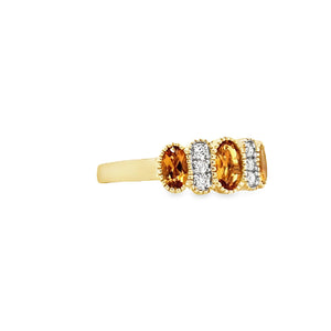 Art Deco Style 9ct Gold Citrine & Diamond Ring