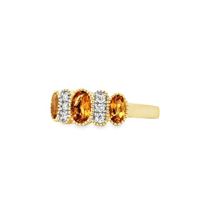 Art Deco Style 9ct Gold Citrine & Diamond Ring