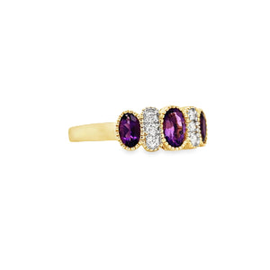 Art Deco Style 9ct Gold Amethyst & Diamond Ring