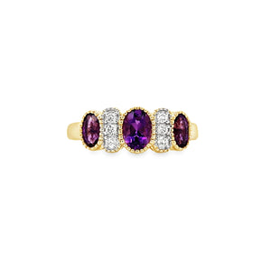 Art Deco Style 9ct Gold Amethyst & Diamond Ring