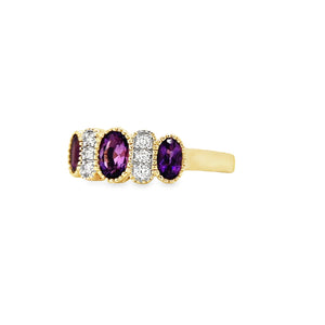 Art Deco Style 9ct Gold Amethyst & Diamond Ring