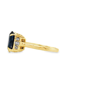 9ct Gold London Blue Topaz & Diamond Ring