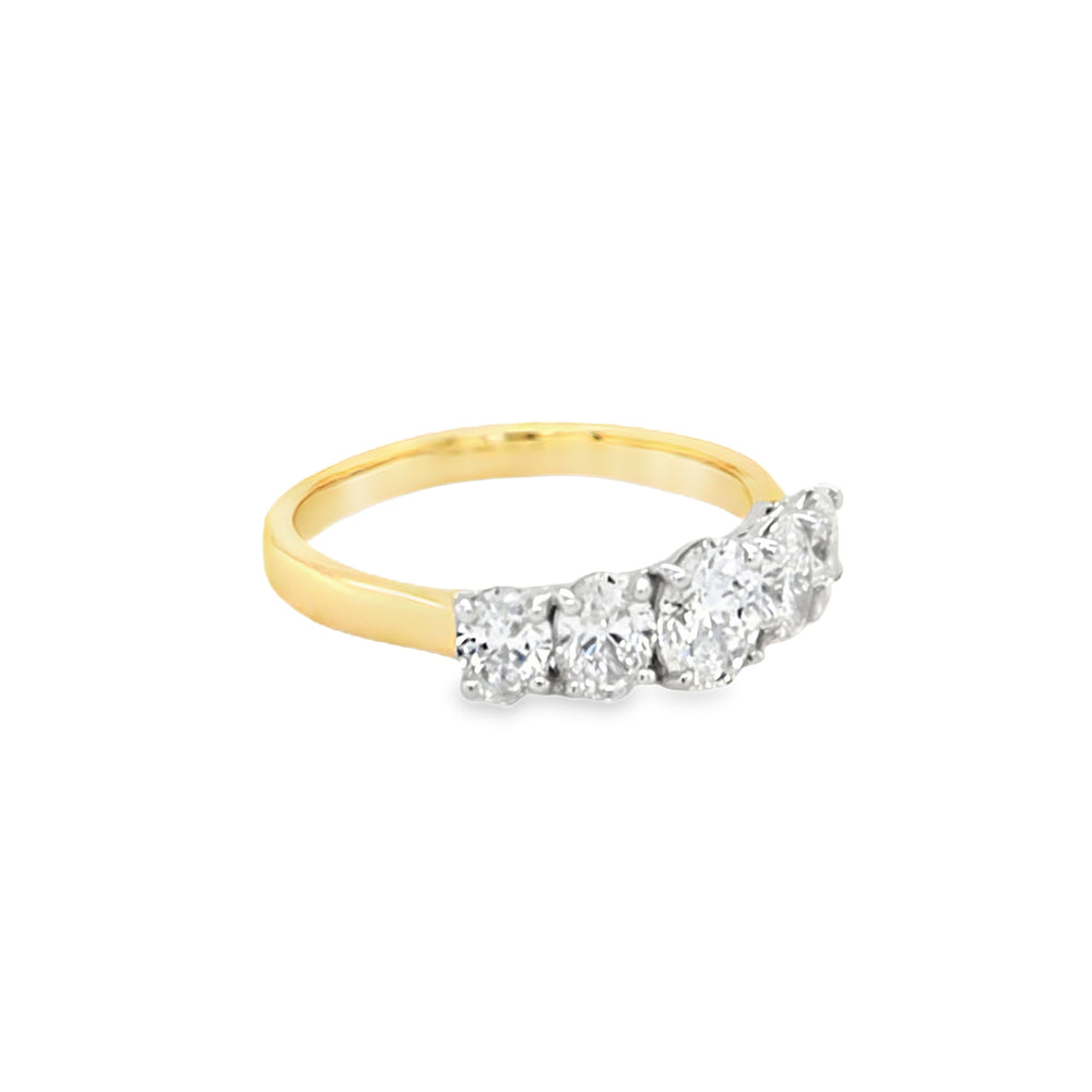 18ct Gold Five Stone Oval Diamond Ring- 1.53ct