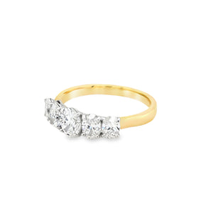 18ct Gold Five Stone Oval Diamond Ring- 1.53ct