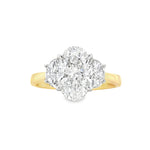 18ct Gold Oval & Half-moon Cut Three Stone Lab Grown Diamond Engagement Ring- 2.62ct