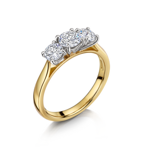 
                
                    Load image into Gallery viewer, 18ct Gold &amp;amp; Platinum Three Stone Diamond Engagement Ring- 1.06ct
                
            
