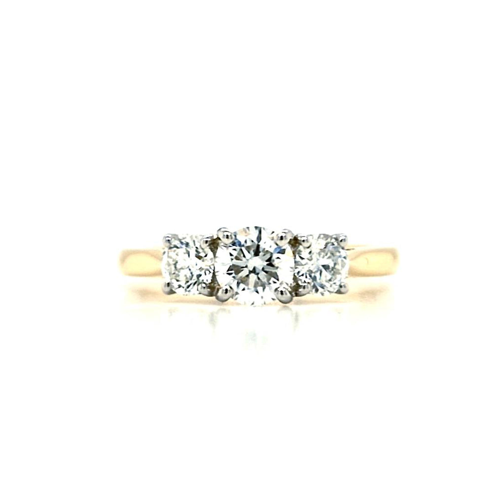 18ct Gold & Platinum Three Stone Diamond Engagement Ring- 1.06ct
