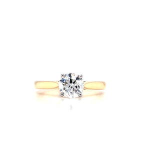 18ct Gold & Platinum Solitaire Diamond Engagement Ring- 0.90ct