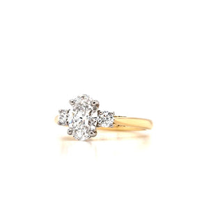 18ct & Platinum Oval Three Stone Lab Grown Diamond Engagement Ring- 1.21ct