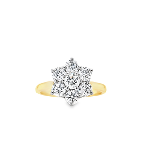 18ct & Platinum Vintage Style Diamond Daisy Cluster - 1.26ct
