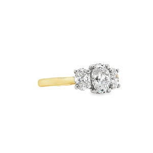 18ct & Platinum Three Stone Oval Diamond Engagement Ring- 1.54ct D Colour