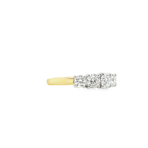 18ct Gold & Platinum Five Stone Lab Grown Diamond Ring- 1.53ct