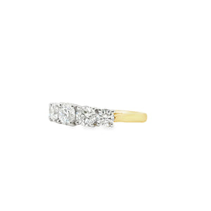 18ct Gold & Platinum Five Stone Lab Grown Diamond Ring- 1.53ct
