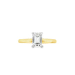 18ct Gold & Platinum Emerald-cut Solitaire Diamond Engagement Ring- 0.90ct