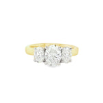 18ct & Platinum Three Stone Oval Lab Grown Diamond Engagement Ring- 1.75ct