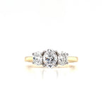 18ct & Platinum Three Stone Oval Diamond Engagement Ring- 1.02ct D Colour