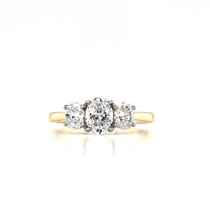 
                
                    Load image into Gallery viewer, 18ct &amp;amp; Platinum Three Stone Oval Diamond Engagement Ring- 1.02ct D Colour
                
            