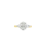 18ct & Platinum Three Stone Oval & Pear Lab Grown Diamond Engagement Ring- 1.66ct