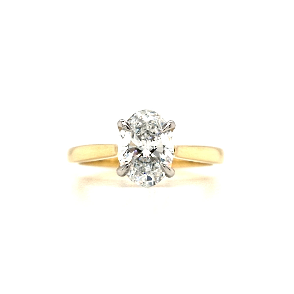 18ct & Platinum Oval Lab Grown Diamond Solitaire Engagement Ring- 1.52ct