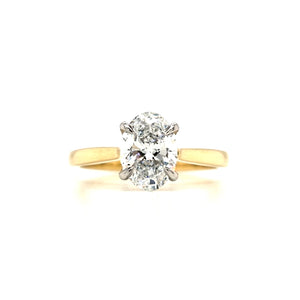 18ct & Platinum Oval Lab Grown Diamond Solitaire Engagement Ring- 1.52ct