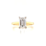 18ct & Platinum Emerald Cut Lab Grown Diamond Engagement Ring with Hidden Halo- 1.56ct