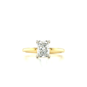 
                
                    Load image into Gallery viewer, 18ct &amp;amp; Platinum Radiant Cut Lab Grown Diamond Solitaire Engagement Ring with Hidden Halo- 1.09ct
                
            