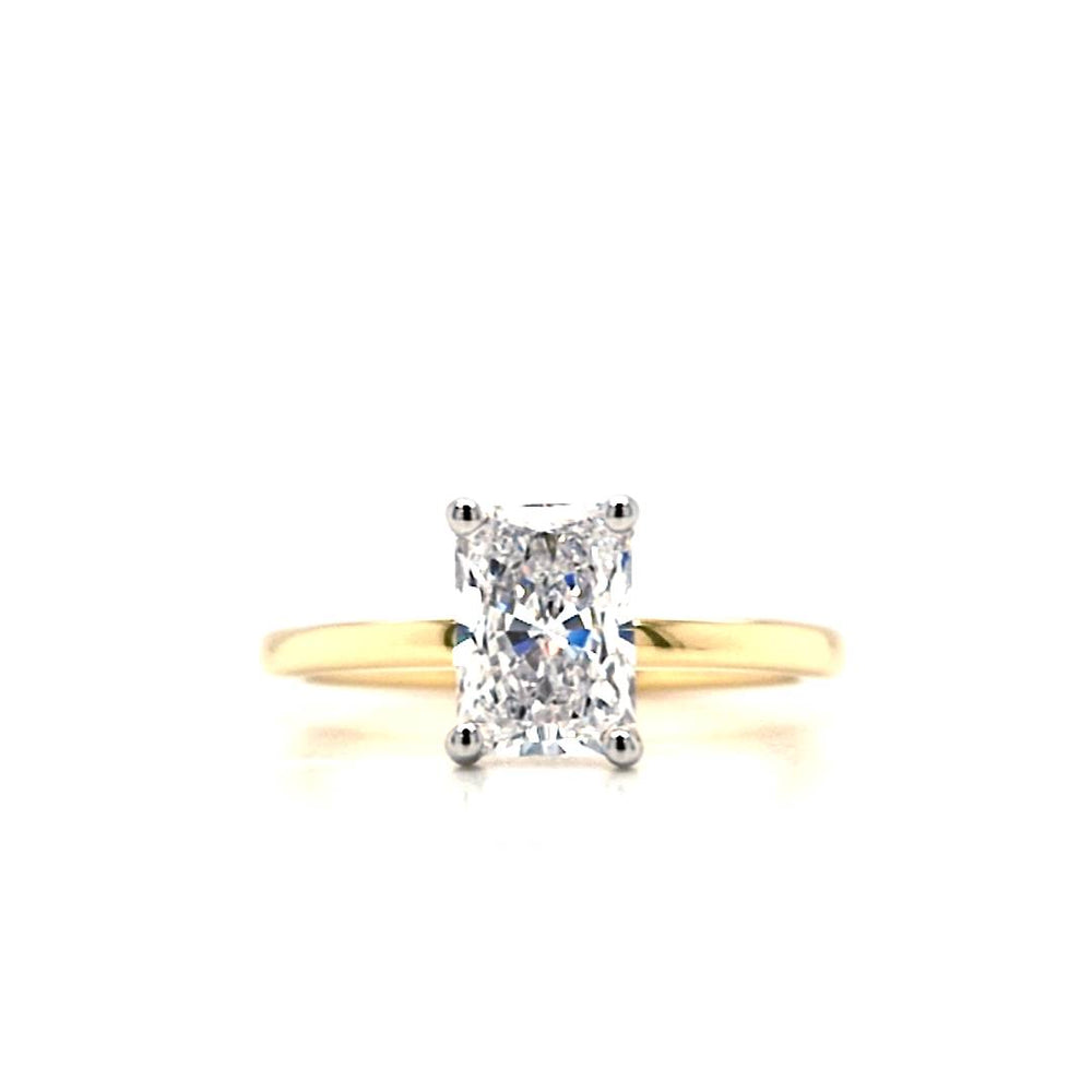 18ct & Platinum Radiant Cut Lab Grown Diamond Solitaire Engagement Ring- 1.25ct