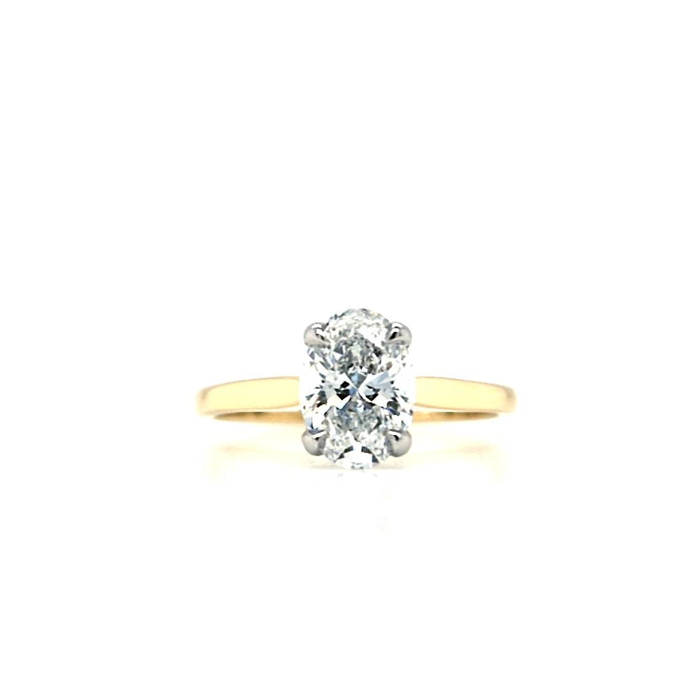 18ct & Platinum Oval Lab Grown Diamond Solitaire Engagement Ring- 1.22ct