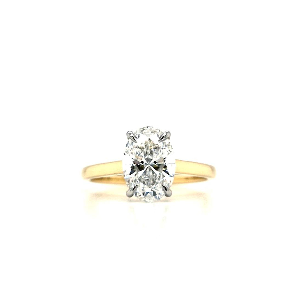 18ct & Platinum Oval Cut Lab Grown Diamond Engagement Ring with Hidden Halo- 1.59ct