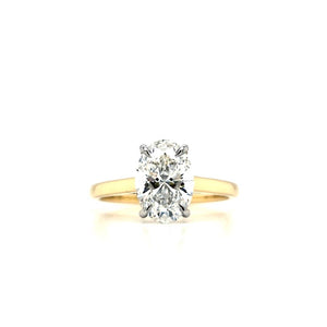 
                
                    Load image into Gallery viewer, 18ct &amp;amp; Platinum Oval Cut Lab Grown Diamond Engagement Ring with Hidden Halo- 1.59ct
                
            