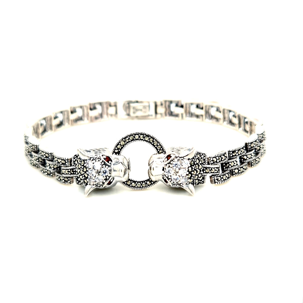 Sterling Silver Marcasite Panther Bracelet