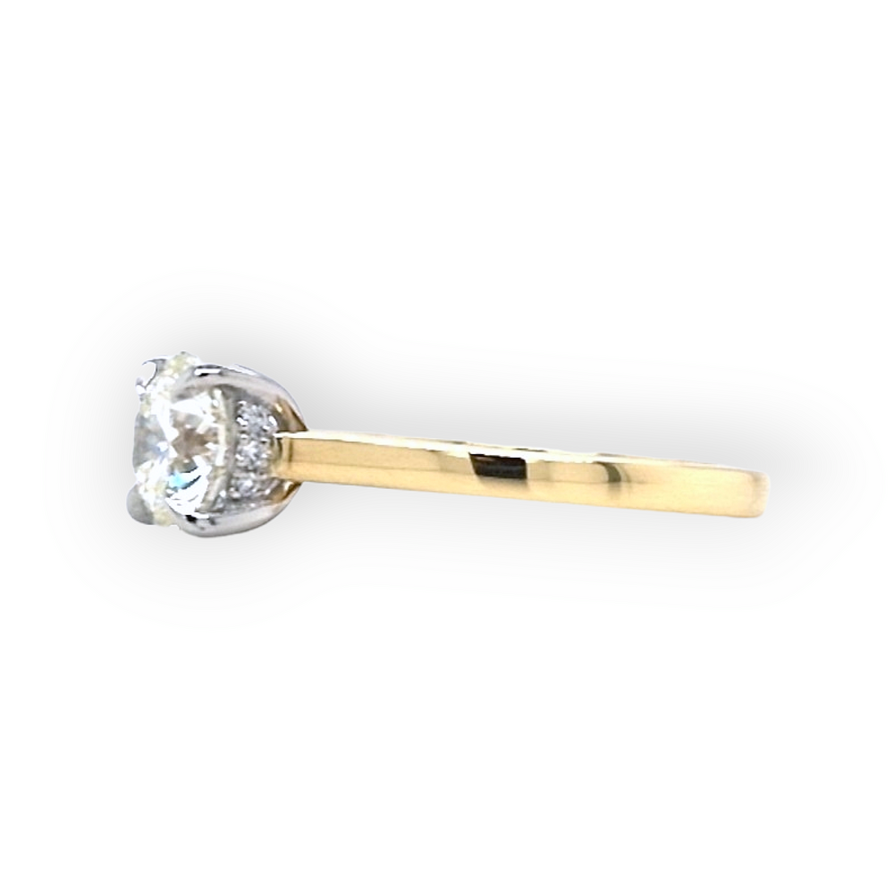 18ct & Platinum Diamond Solitaire Engagement Ring with Hidden Halo- 1.25ct