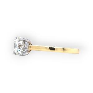18ct & Platinum Diamond Solitaire Engagement Ring with Hidden Halo- 1.25ct