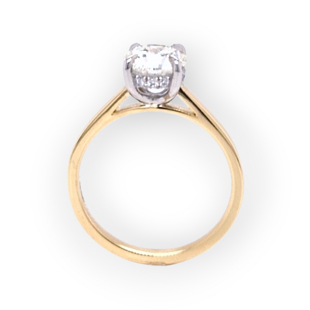 18ct & Platinum Diamond Solitaire Engagement Ring with Hidden Halo- 1.25ct