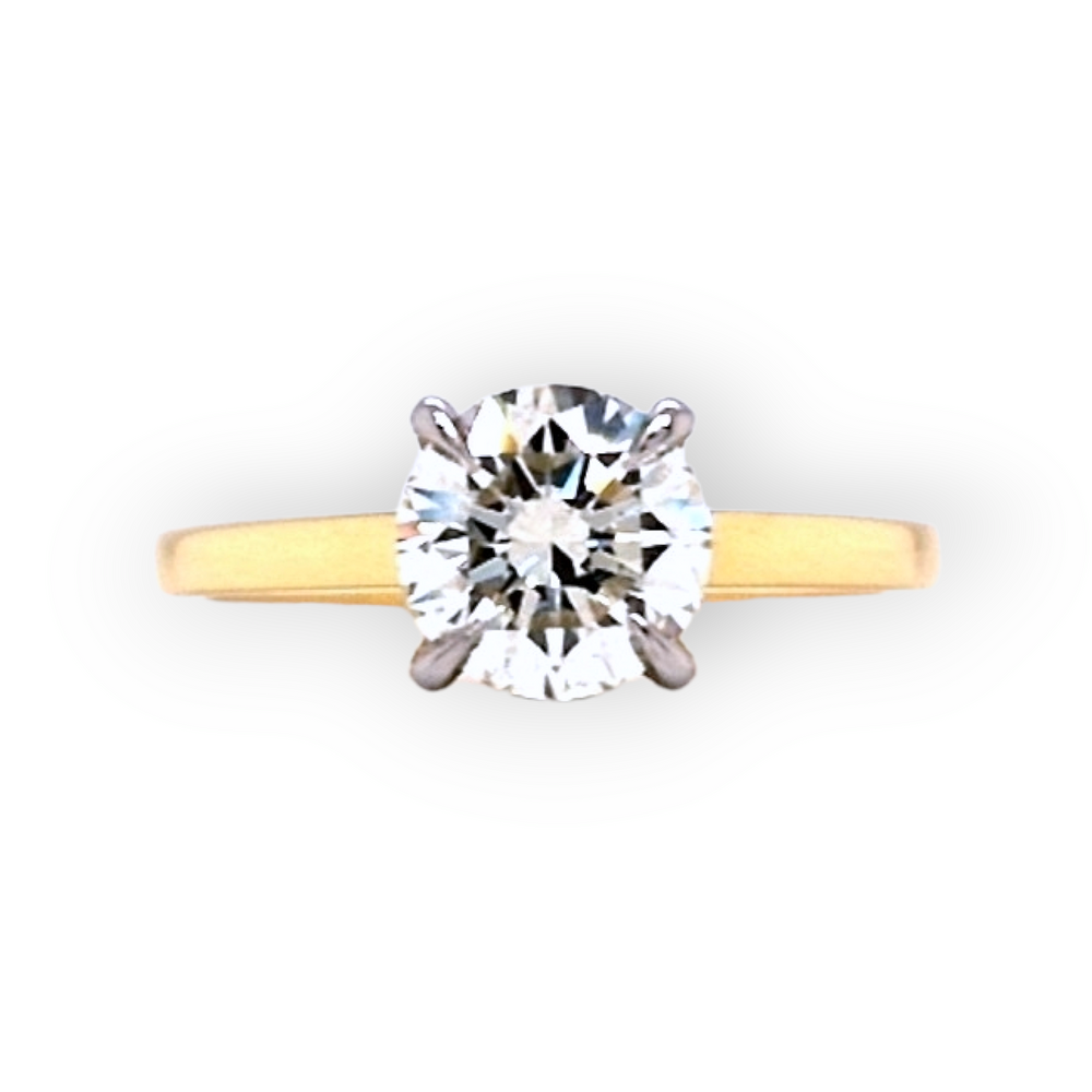 18ct & Platinum Diamond Solitaire Engagement Ring with Hidden Halo- 1.25ct