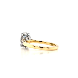 18ct & Plat Oval Lab Grown Diamond Solitaire Engagement Ring- 1.78ct