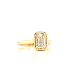18ct Gold Bezel-Set Emerald-Cut Lab Grown Solitaire Diamond Engagement Ring- 1.84ct