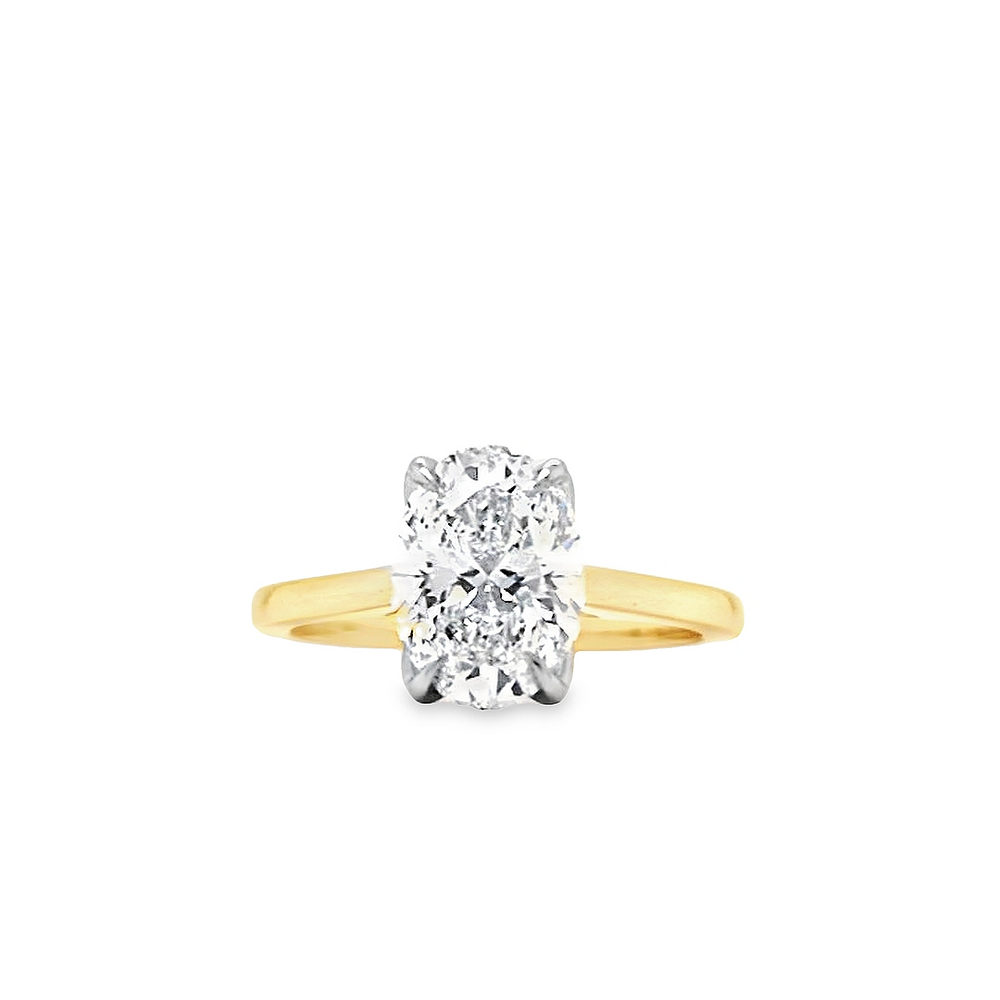 18ct & Plat Oval Lab Grown Diamond Solitaire Engagement Ring- 2.01ct