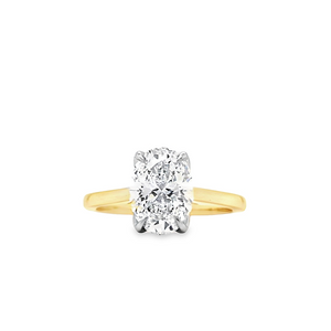 18ct & Plat Oval Lab Grown Diamond Solitaire Engagement Ring- 2.01ct