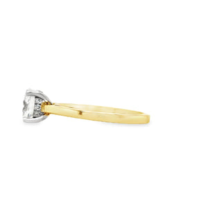 18ct & Platinum Lab Grown Diamond Solitaire Engagement Ring with Hidden Halo- 1.26ct