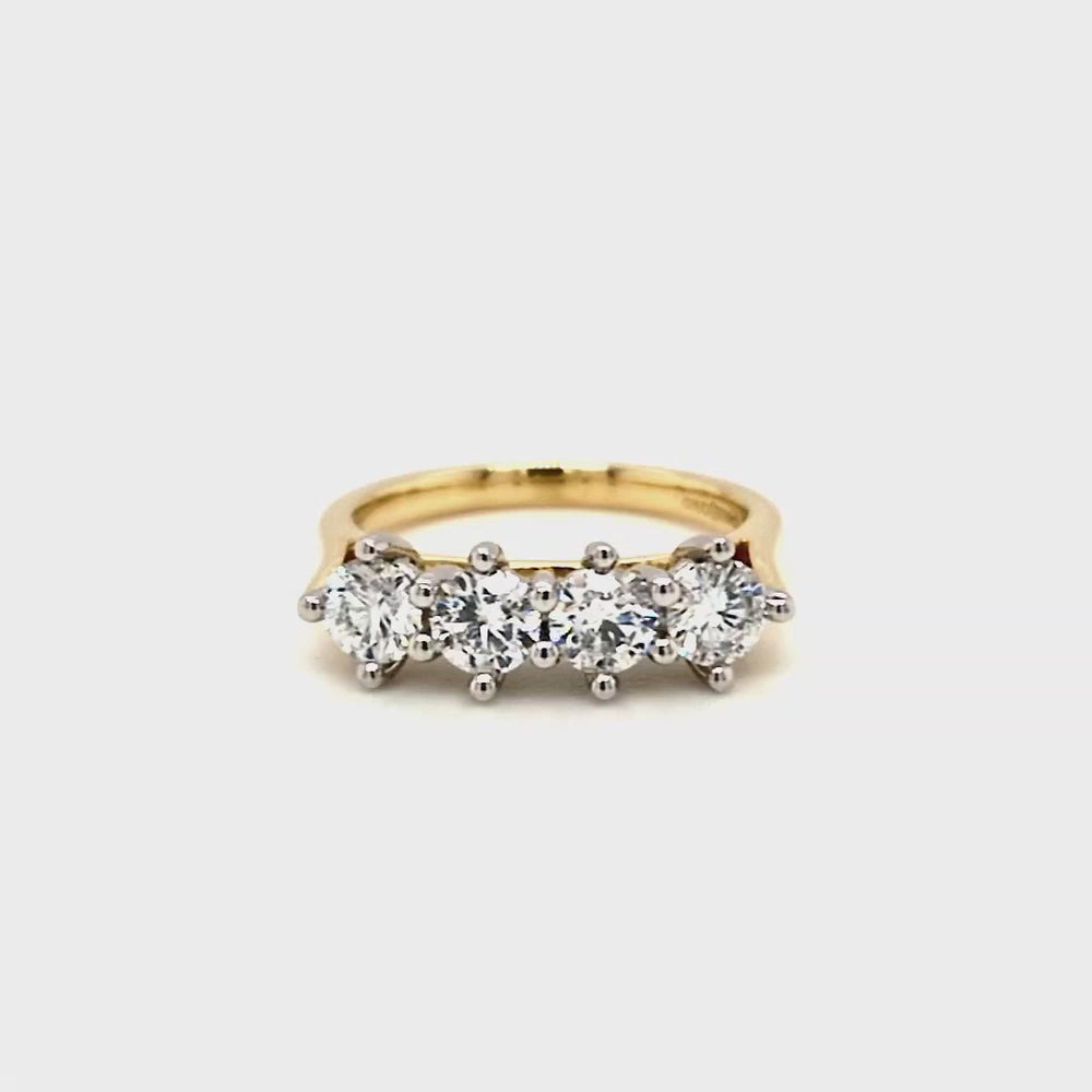 
                
                    Load and play video in Gallery viewer, 18ct &amp;amp; Platinum Four Stone Diamond Engagement Ring- 1.13ct
                
            