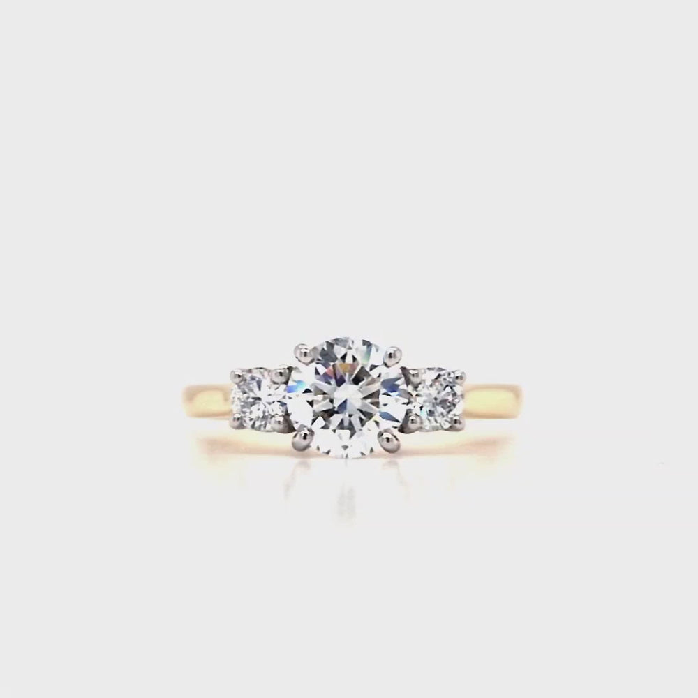 
                
                    Load and play video in Gallery viewer, 18ct &amp;amp; Platinum Three Stone Lab Grown Diamond Engagement Ring- 1.33ct
                
            